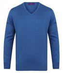 Blue Henbury Lightweight Cotton Acrylic V Neck Sweater Printsetters Custom Workwear Bristol