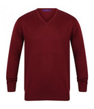 Red Henbury Lightweight Cotton Acrylic V Neck Sweater Printsetters Custom Workwear Bristol