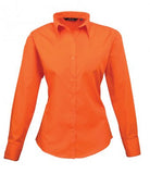 Orange Premier Ladies Long Sleeve Poplin Blouse Printsetters Custom Workwear Bristol
