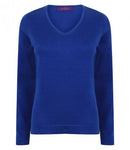 Blue Henbury Ladies Lightweight Cotton Acrylic V Neck Sweater Printsetters Custom Workwear Bristol