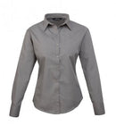 Grey Premier Ladies Long Sleeve Poplin Blouse Printsetters Custom Workwear Bristol
