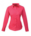 Pink Premier Ladies Long Sleeve Poplin Blouse Printsetters Custom Workwear Bristol
