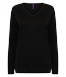 Black Henbury Ladies Lightweight Cotton Acrylic V Neck Sweater Printsetters Custom Workwear Bristol