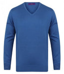 Blue Henbury Lightweight Cotton Acrylic V Neck Sweater Printsetters Custom Workwear Bristol