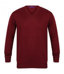Red Henbury Lightweight Cotton Acrylic V Neck Sweater Printsetters Custom Workwear Bristol