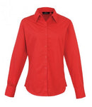 Red Premier Ladies Long Sleeve Poplin Blouse Printsetters Custom Workwear Bristol