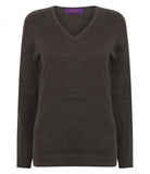 Charcoal Henbury Ladies Lightweight Cotton Acrylic V Neck Sweater Printsetters Custom Workwear Bristol