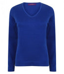 Blue Henbury Ladies Lightweight Cotton Acrylic V Neck Sweater Printsetters Custom Workwear Bristol