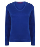 Blue Henbury Ladies Lightweight Cotton Acrylic V Neck Sweater Printsetters Custom Workwear Bristol