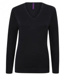 Henbury Ladies Lightweight Cotton Acrylic V Neck Sweater Printsetters Custom Workwear Bristol