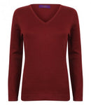 Red Henbury Ladies Lightweight Cotton Acrylic V Neck Sweater Printsetters Custom Workwear Bristol