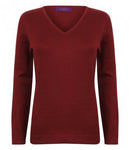 Red Henbury Ladies Lightweight Cotton Acrylic V Neck Sweater Printsetters Custom Workwear Bristol
