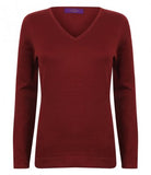 Red Henbury Ladies Lightweight Cotton Acrylic V Neck Sweater Printsetters Custom Workwear Bristol