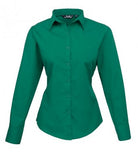 Green Premier Ladies Long Sleeve Poplin Blouse Printsetters Custom Workwear Bristol