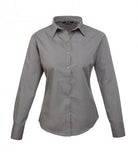 Grey Premier Ladies Long Sleeve Poplin Blouse Printsetters Custom Workwear Bristol
